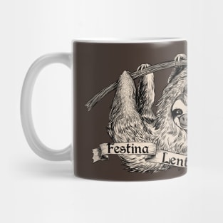 Three Toed Sloth with Latin "Festina Lente" Mug